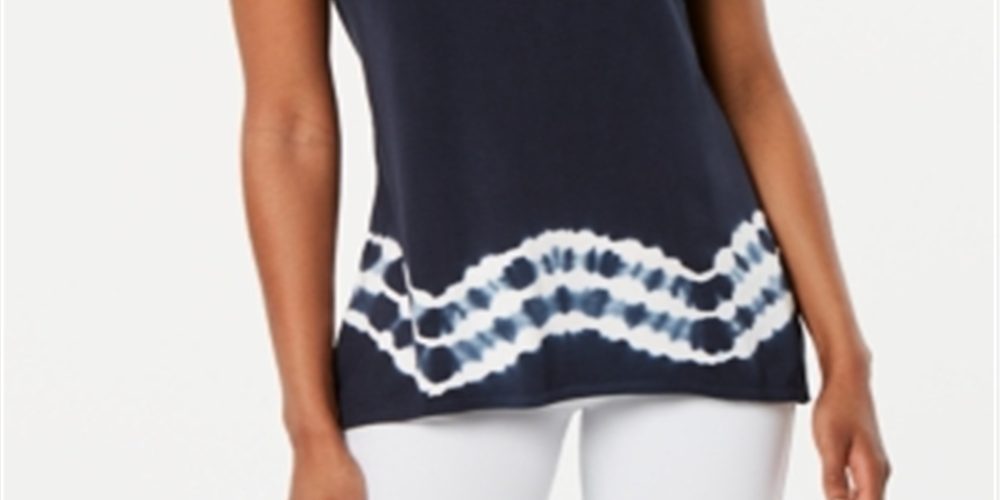 Ideology Women's Tie Dyed Split Back Top Blue Size X-Small