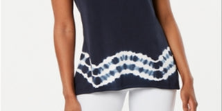 Ideology Women's Tie Dyed Split Back Top Blue Size X-Small