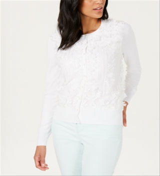 Charter Club Women's Floral Applique White Size XX-Large