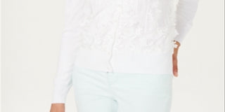 Charter Club Women's Floral Applique White Size XX-Large