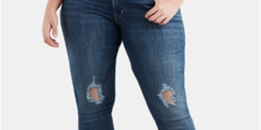 Levi's Women's Plus 711 Denim Destroyed Skinny Jeans Blue Size 18W