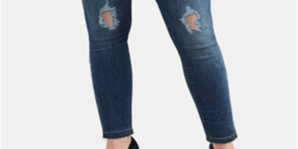 Levi's Women's Plus 711 Denim Destroyed Skinny Jeans Blue Size 18W