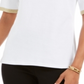 Charter Club Women's Metallic Trim Boat Neckline Top White Size Large