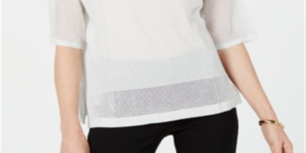 JM Collection Women's Novelty Stitch Pullover Sweater White Size Medium