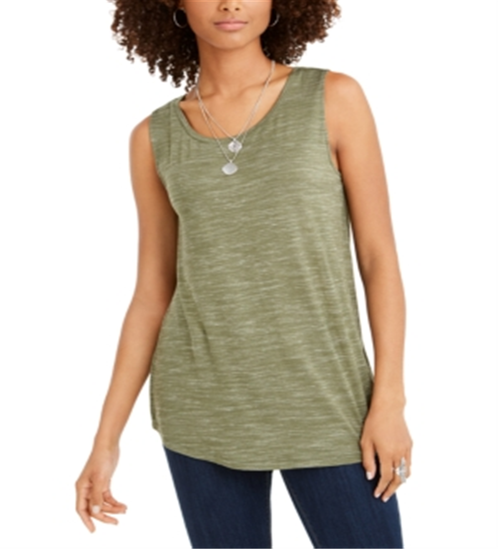 Style & Co Women's Spacedyed Tank Tank Top Green Size Medium