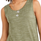 Style & Co Women's Spacedyed Tank Tank Top Green Size Medium