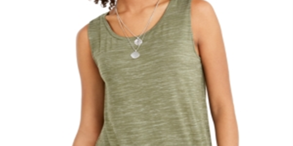 Style & Co Women's Spacedyed Tank Tank Top Green Size Medium