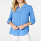 Charter Club Women's Two Pocket Shirt Blue Size X-Large