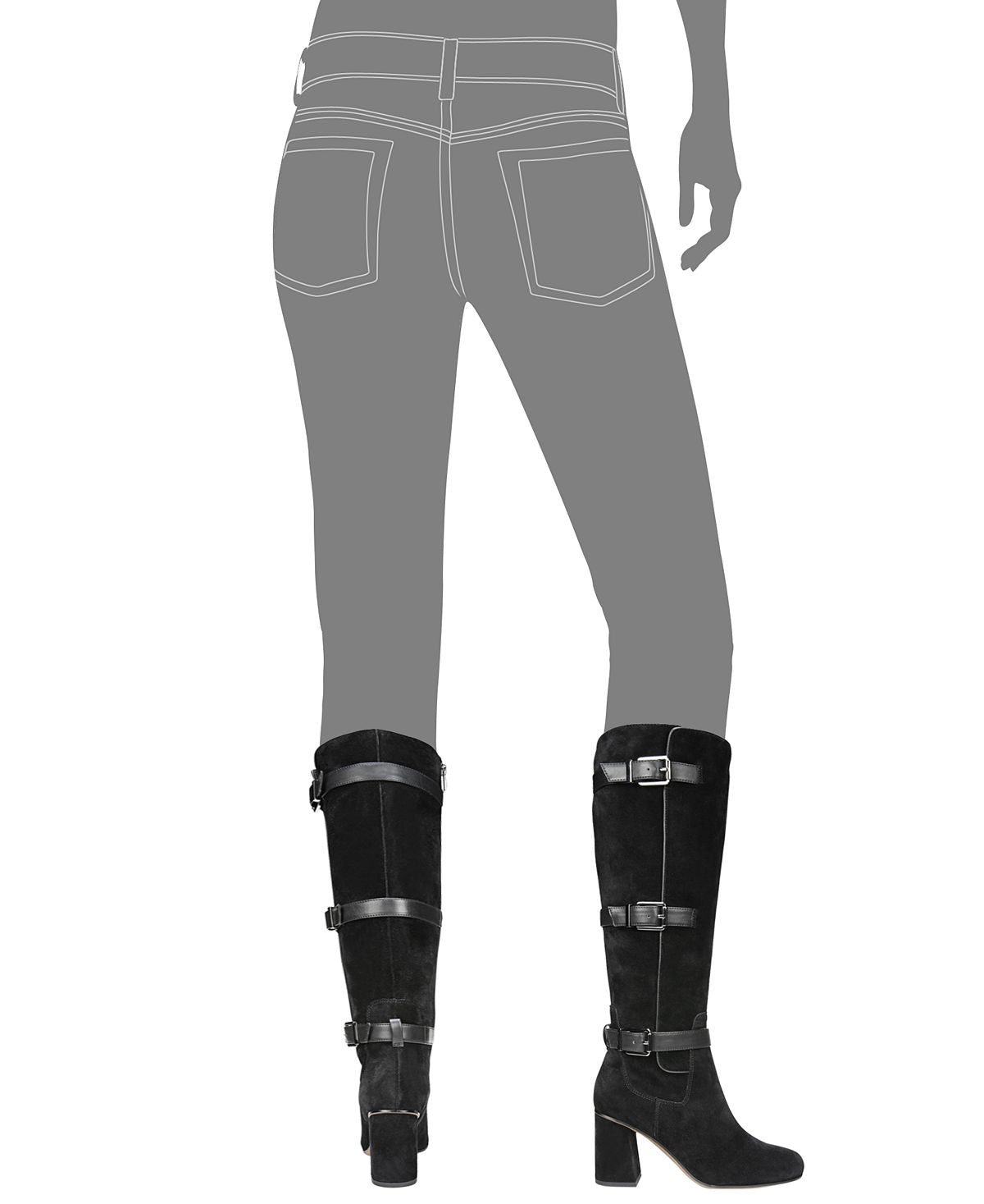 Franco Sarto Women's Knoll Suede Closed Toe Knee High Fashion Boots Black Size 5.5 M