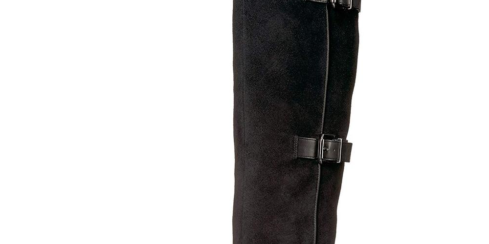 Franco Sarto Women's Knoll Suede Closed Toe Knee High Fashion Boots Black Size 5.5 M