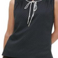 Tommy Hilfiger Women's Sleeveless Dot Print Tie Neck Blouse Black Size X-Large