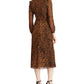 Ralph Lauren Women's Animal Print Long Sleeve V Neck Tea Length Faux Wrap Dress Brown Size 2