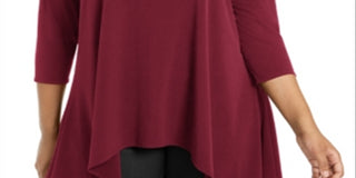 Alfani Women's Plus Handkerchief Hem Top Red Size 3X
