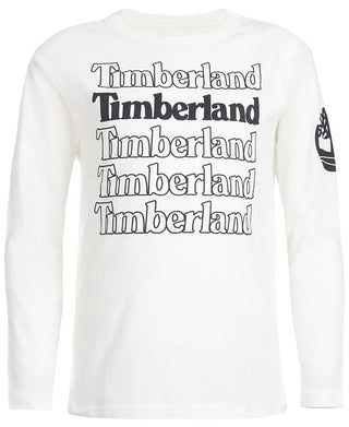Timberland Boy's Stacked Logo Long Sleeve Tee White Size X-Large