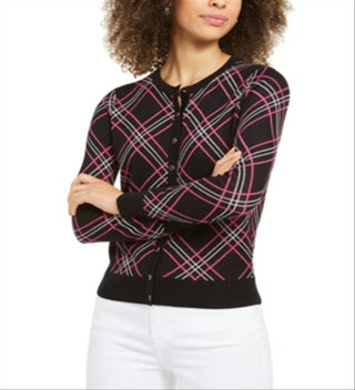 Charter Club Women's Plaid Cardigan Sweater Black Size XX-Large