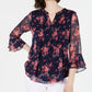 Charter Club Women's 3/4 Sleeve Blouse Top Blue Size X-Large