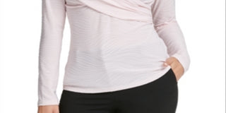 DKNY Women's Textured Surplice Blouse Pink Size Small