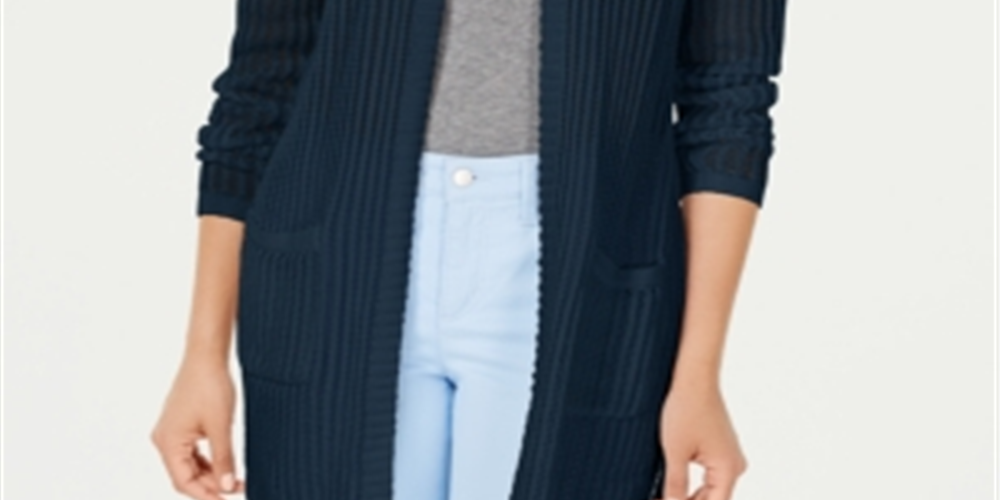 Charter Club Women's Vertical Stitch Completer Sweater Blue Size X-Small