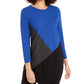 Alfani Women's Colorblocked Asymmetrical Tunic Blue Size Petite Small