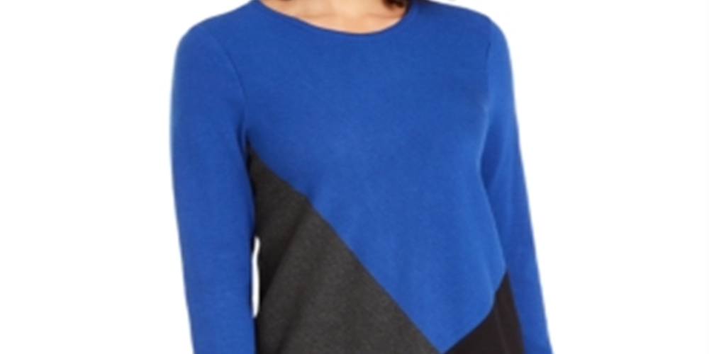 Alfani Women's Colorblocked Asymmetrical Tunic Blue Size Petite Small