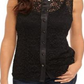 Anne Klein Women's Corded LACE Sleeveless Button Front Blouse Black Size 16