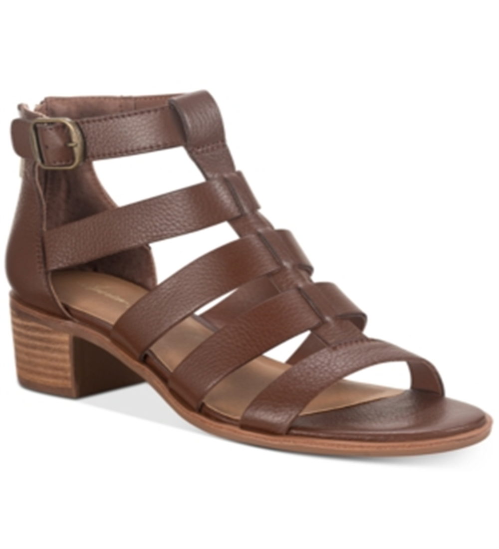 American Rag Women's Sonia Suede Peep Toe Casual Ankle Strap Sandals Brown Size 9.5M