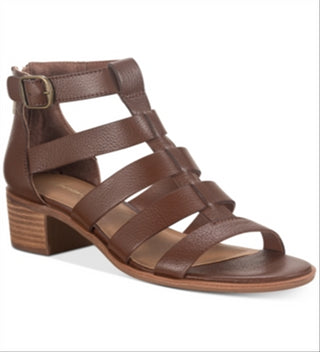 American Rag Women's Sonia Suede Peep Toe Casual Ankle Strap Sandals Brown Size 9.5M