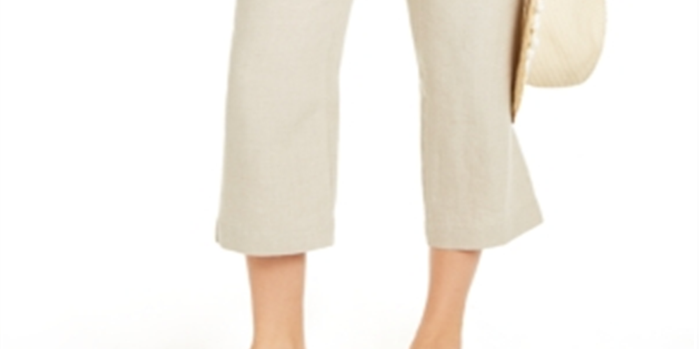 Charter Club Women's Linen Capri Tie Waist Pants Brown Size XX-Large