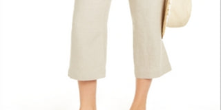 Charter Club Women's Linen Capri Tie Waist Pants Brown Size XX-Large