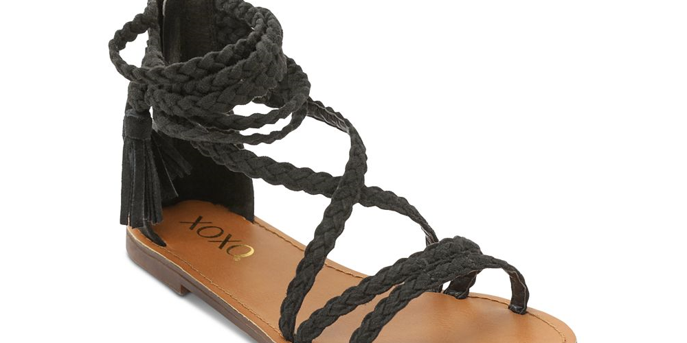 XOXO Women's Cancun Faux Suede Braided Gladiator Sandals Tan Size 9.5M