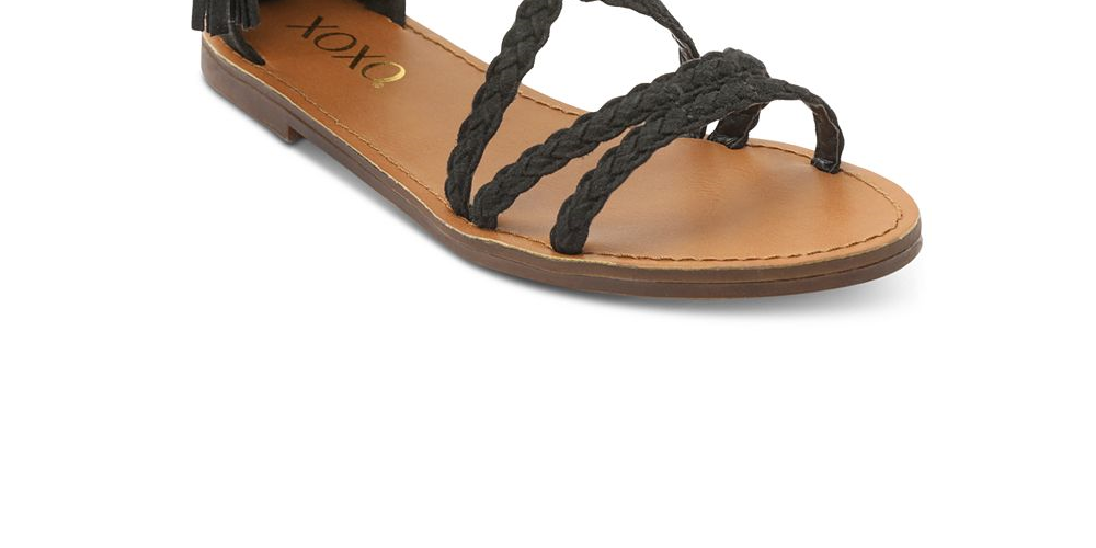 XOXO Women's Cancun Faux Suede Braided Gladiator Sandals Tan Size 9.5M