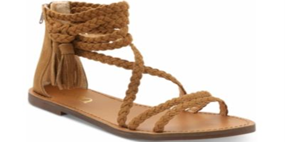 XOXO Women's Cancun Faux Suede Braided Gladiator Sandals Tan Size 9.5M