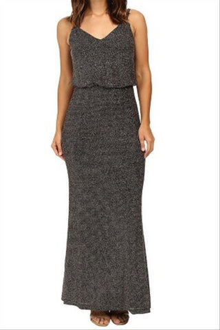 Calvin Klein Women's Metallic Blouson Gown Black  Size 14