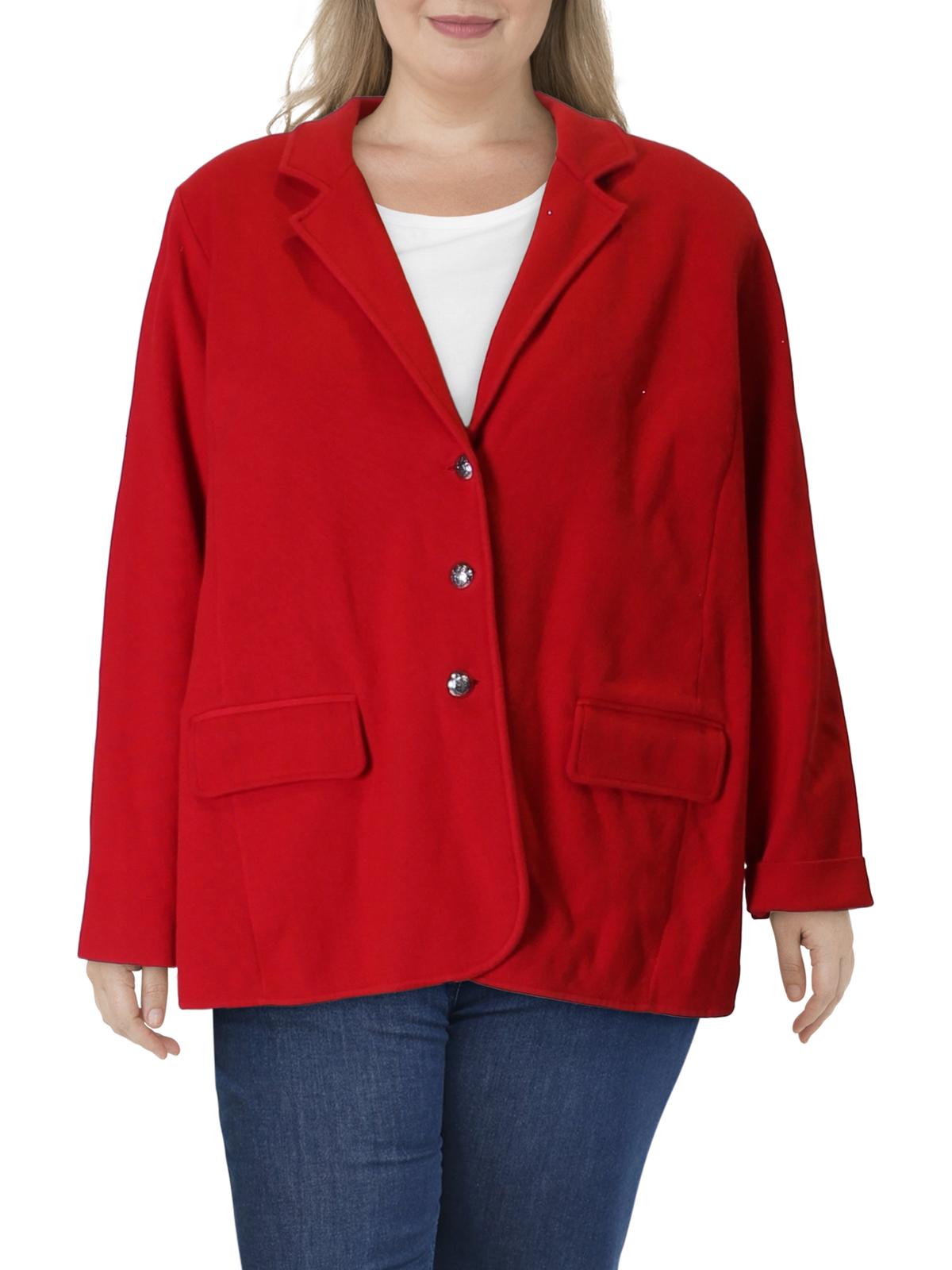 Ralph Lauren Women's Plus Sweater Knit Blazer Red Size 1X