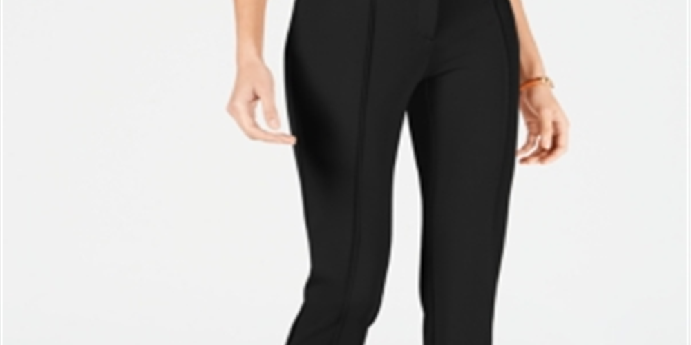 Alfani Women's Ponte Casual Trouser Pants Black Size 10