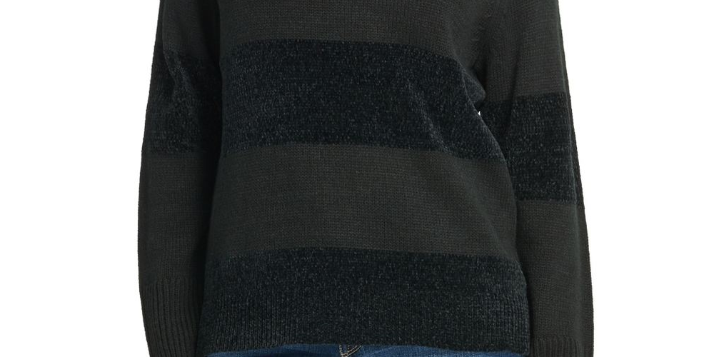 DKNY Women's Striped Sweater Black Size S