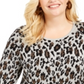 Alfani Women's Plus Metallic Animal Print Sweater Gray Size 0X