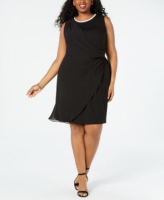 MSK Women's Plus Embellished Draped Party Dress Black Size -22W