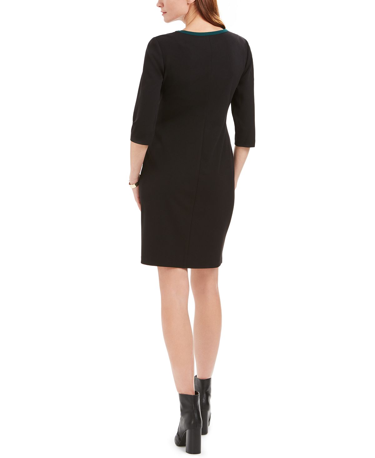 Connected Women's olorblocked Plaid Sheath Dress -Green Size 12P