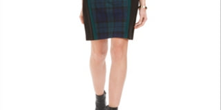 Connected Women's olorblocked Plaid Sheath Dress -Green Size 12P