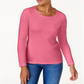 Karen Scott Women's Cotton Scoop Neck Top Pink Size Small