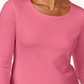 Karen Scott Women's Cotton Scoop Neck Top Pink Size Small
