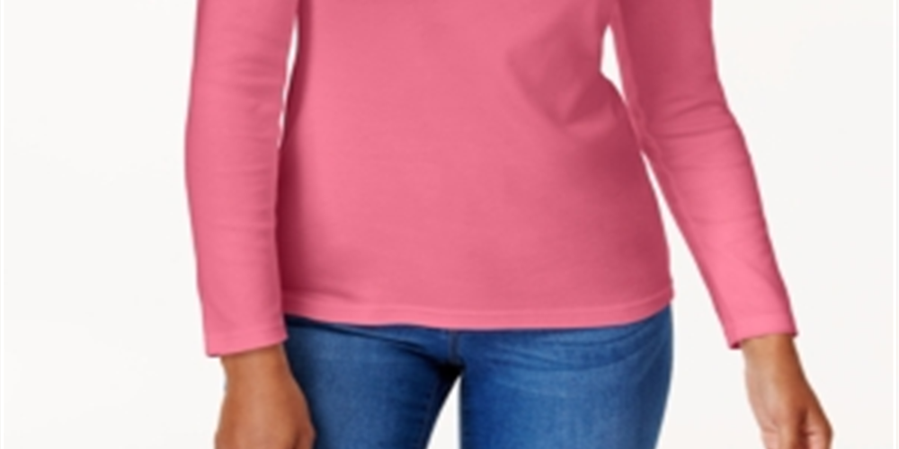 Karen Scott Women's Cotton Scoop Neck Top Pink Size Small