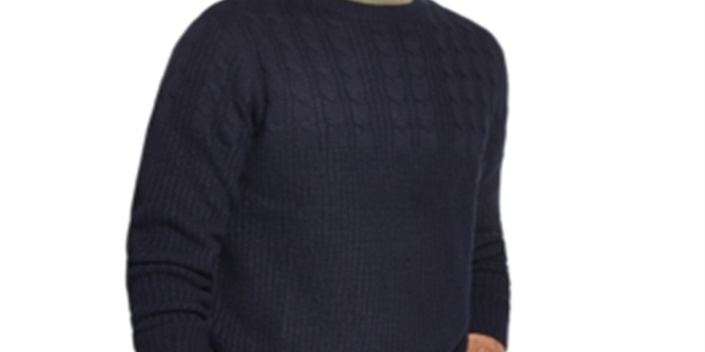 Weatherproof Vintage Men's Patterned Long Sleeve Crew Neck Sweater Blue Size Large