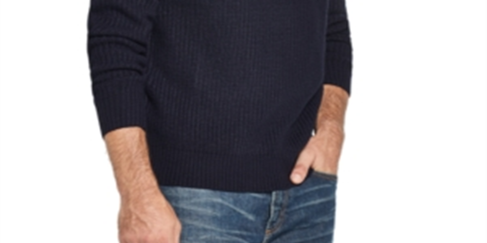 Weatherproof Vintage Men's Patterned Long Sleeve Crew Neck Sweater Blue Size Large