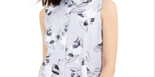 Alfani Women's Leaf Print Tunic Gray Size Petite S