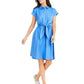 Charter Club Women's Cotton Tie Waist Fit & Flare Dress Blue Size 16