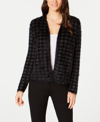 Alfani Women's Eyelash Cardigan Jacket Black Size Medium