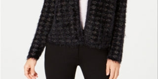 Alfani Women's Eyelash Cardigan Jacket Black Size Medium