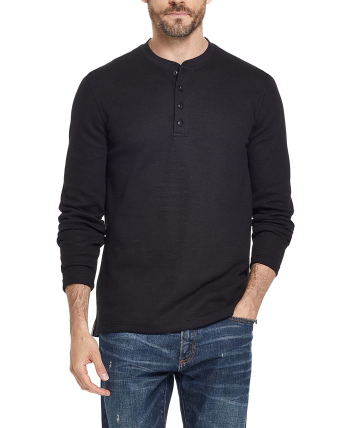 Weatherproof Vintage Men's Waffle Knit Henley Black Size Small